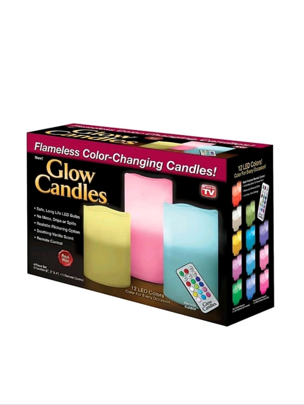 Flameless Color-Changing LED Candles - Pink, Yellow, Blue